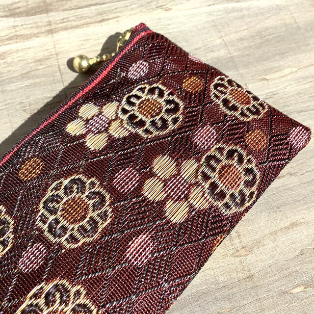 【暮春】畳縁 テトラ型 ペンケース 和風 梅 赤紫 花