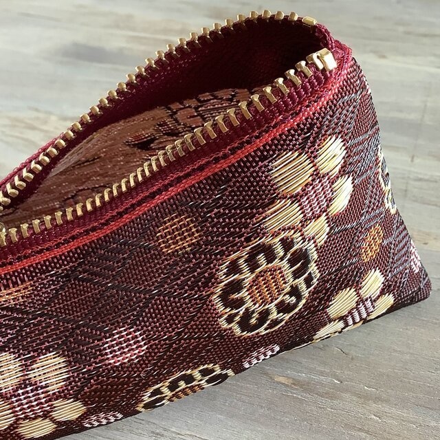 【暮春】畳縁 テトラ型 ペンケース 和風 梅 赤紫 花