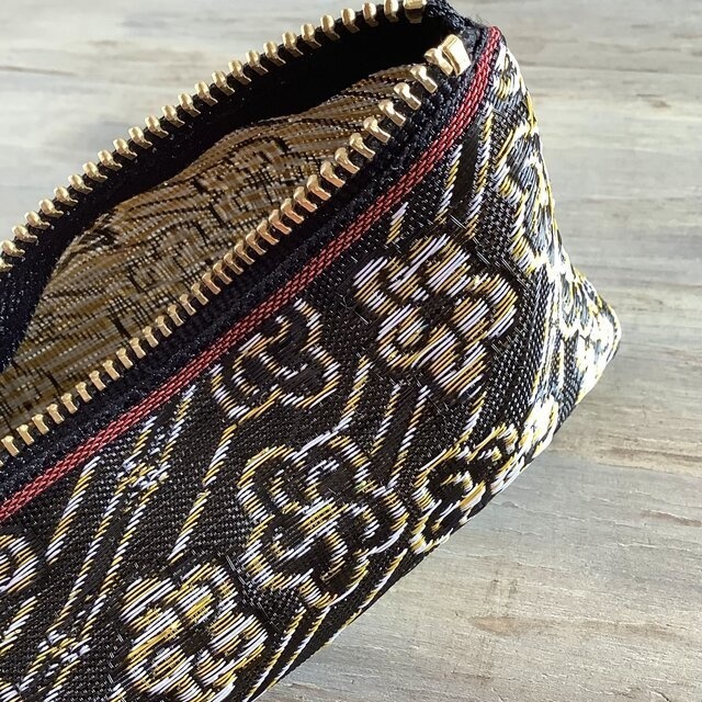 【月光花】畳縁 テトラ型 ペンケース 和風 黒 花 梅