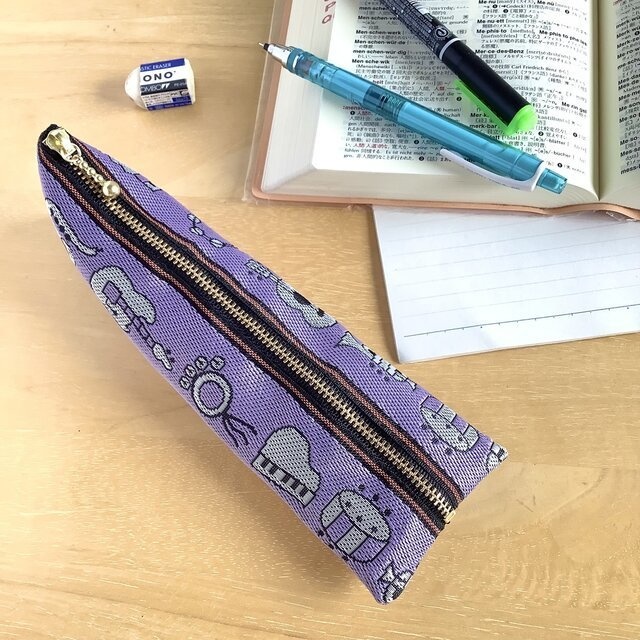 【楽器】畳縁 ぺたんこ ミニポーチ カードケース 小銭入れ 和風 ユニーク ギター トランペット ピアノ 紫