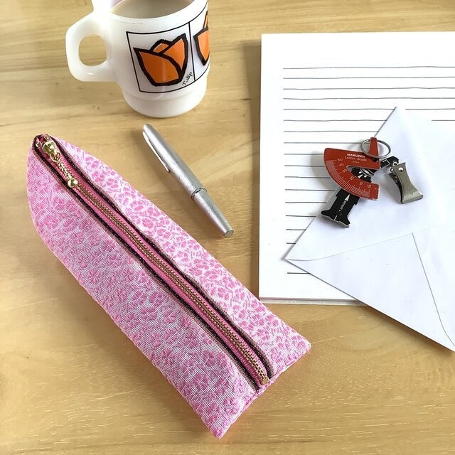 【なでしこ】畳縁 ぺたんこ ミニポーチ カードケース 小銭入れ 和風 撫子 ピンク