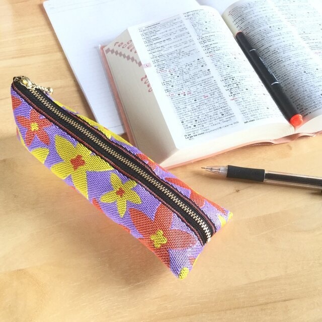 【スターフラワー】畳縁 ぺたんこ ミニポーチ カードケース 小銭入れ パープル 紫 大人可愛い