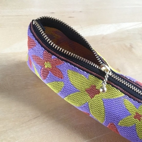 【スターフラワー】畳縁 テトラ型 ペンケース パープル