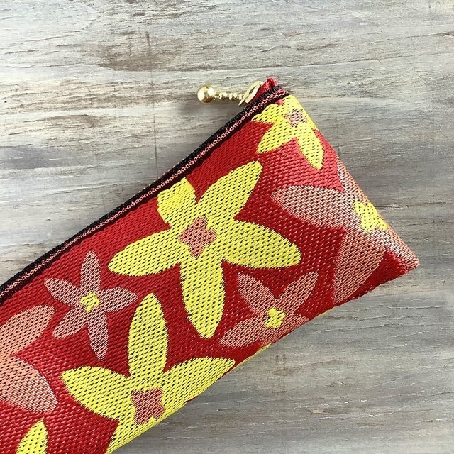 【スターフラワー】畳縁 テトラ型 ペンケース 赤橙