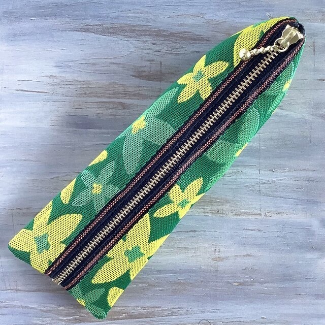 【スターフラワー】畳縁 テトラ型 ペンケース 萌葱 グリーン