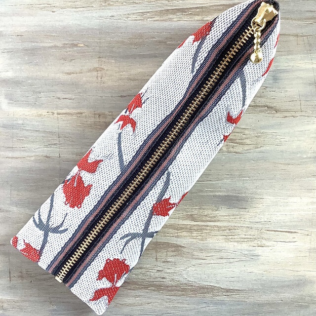 【金魚】畳縁 テトラ型 ペンケース 白 シノワズリ 和風