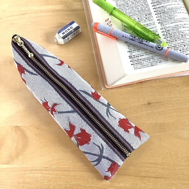 【金魚】畳縁 ぺたんこ ミニポーチ カードケース 小銭入れ 白 シノワズリ 和風