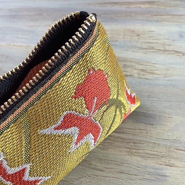 【金魚】畳縁 テトラ型 ペンケース 金 黄色 シノワズリ 和風