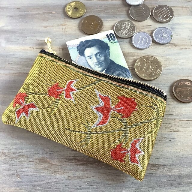 【金魚】畳縁 テトラ型 ペンケース 金 黄色 シノワズリ 和風