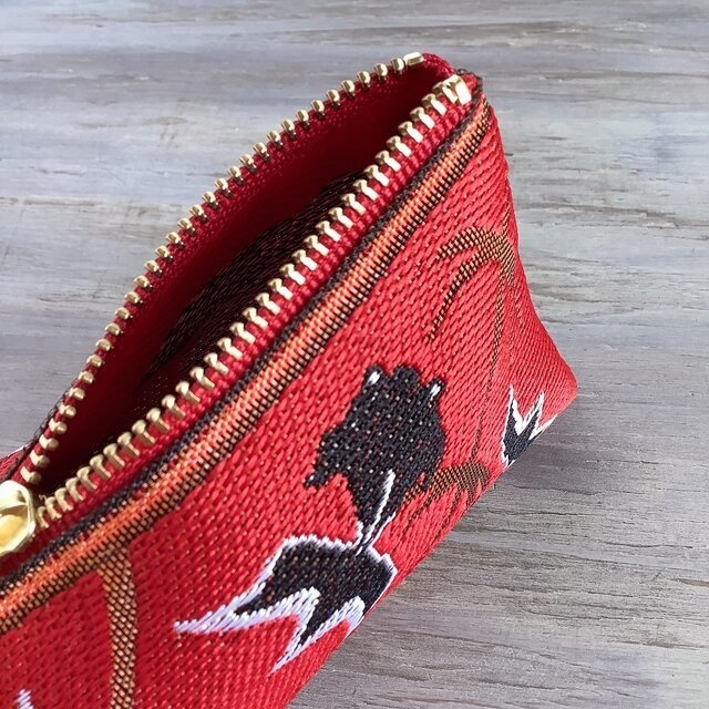 【金魚】畳縁 テトラ型 ペンケース 赤 黒金魚 シノワズリ 和風