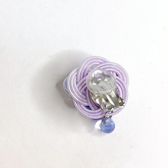 ★オリジナル染色水引使用 水引製【紫陽花】イヤリング 大人可愛い 紫