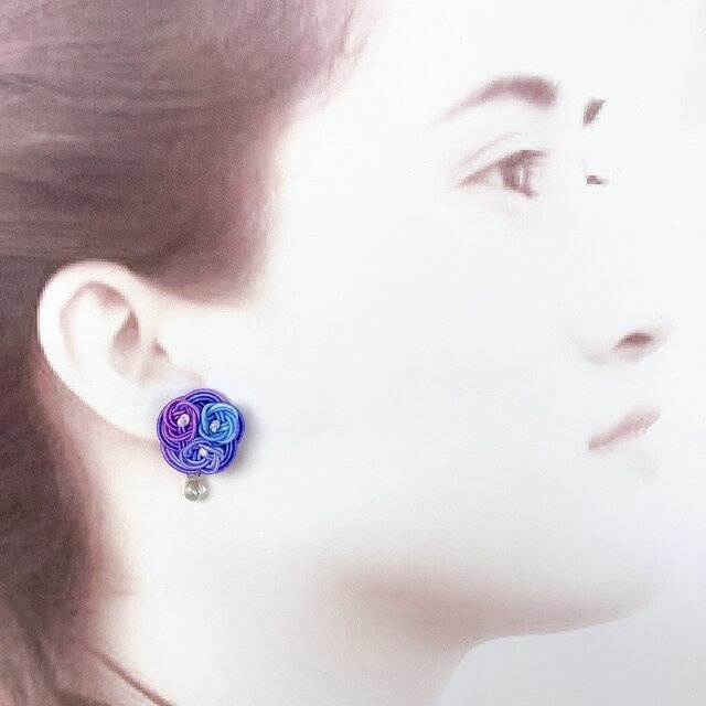 ★オリジナル染色水引使用 水引製【紫陽花】チタン ピアス 大人可愛い 紫