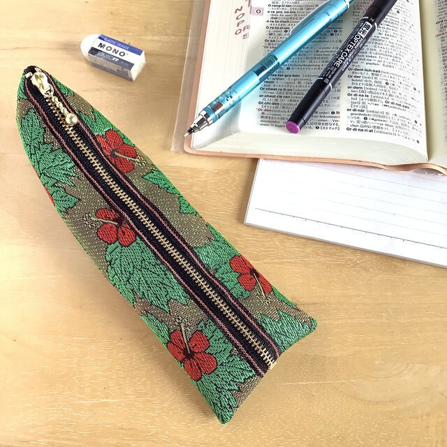 【ハイビスカス】畳縁 ぺたんこ ミニポーチ カードケース 小銭入れ リゾート 夏