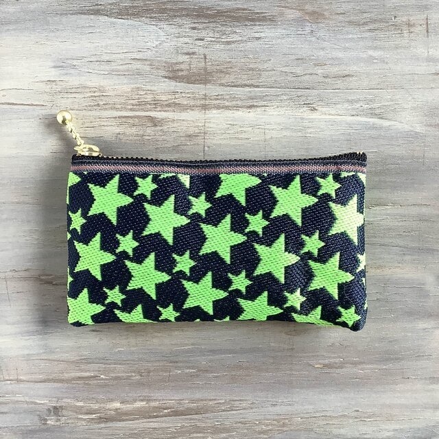 【きらきら星】畳縁 ぺたんこ 小銭入れ ミニポーチ カードケース 黒 星 スター