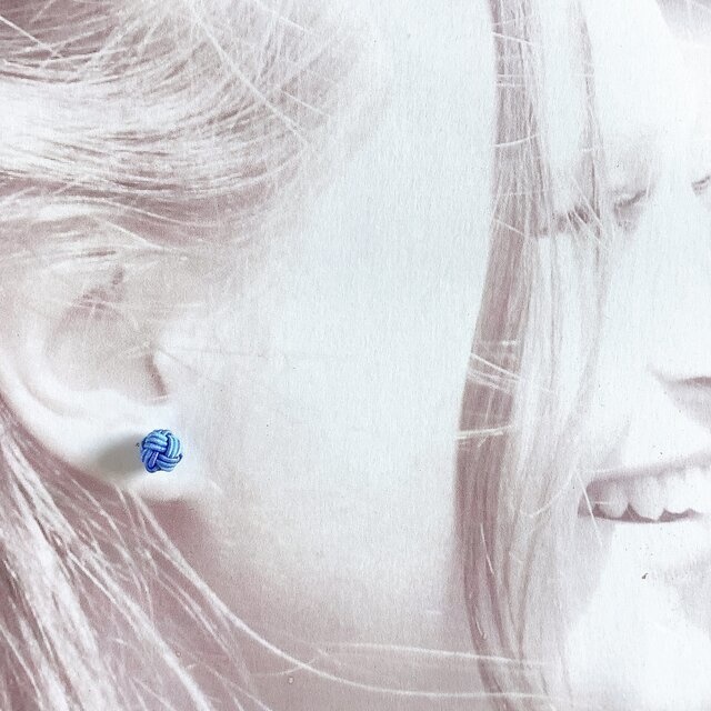 【雨色】水引 ピアス ★オリジナル染色 大人可愛い 紫陽花 青系