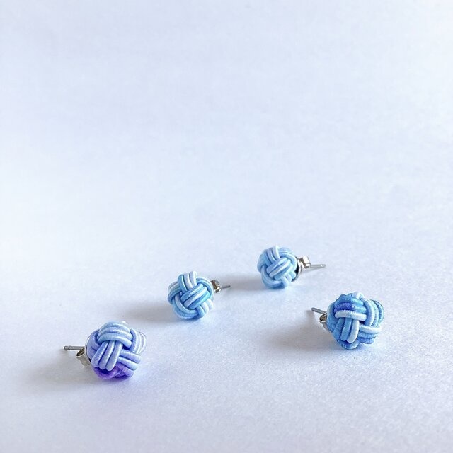 【雨色】水引 ピアス ★オリジナル染色 大人可愛い 紫陽花 紫系