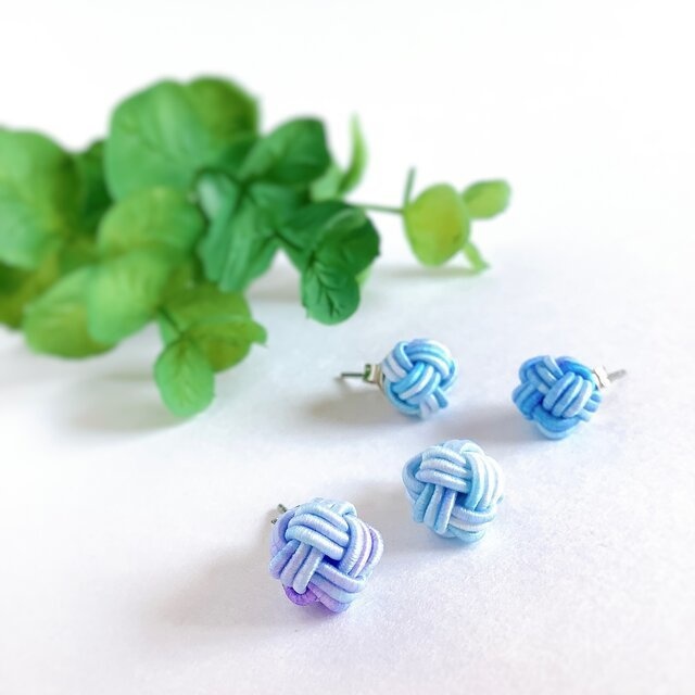 【雨色】水引 ピアス ★オリジナル染色 大人可愛い 紫陽花 紫系