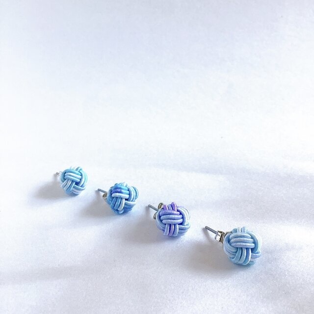 【雨色】水引 ピアス ★オリジナル染色 大人可愛い 紫陽花 紫系