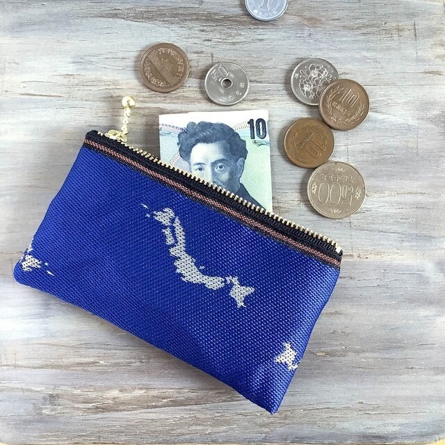 【日本】畳縁 ぺたんこ ミニポーチ カードケース 小銭入れ 海 地図 日本列島