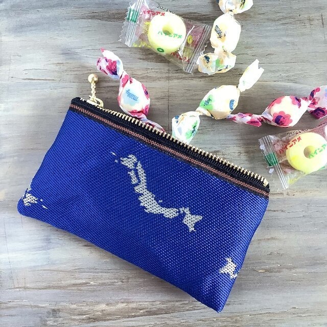 【日本】畳縁 ぺたんこ ミニポーチ カードケース 小銭入れ 海 地図 日本列島