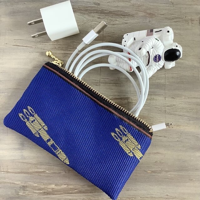 【ロケット】畳縁 テトラ型 ペンケース 宇宙 青 金