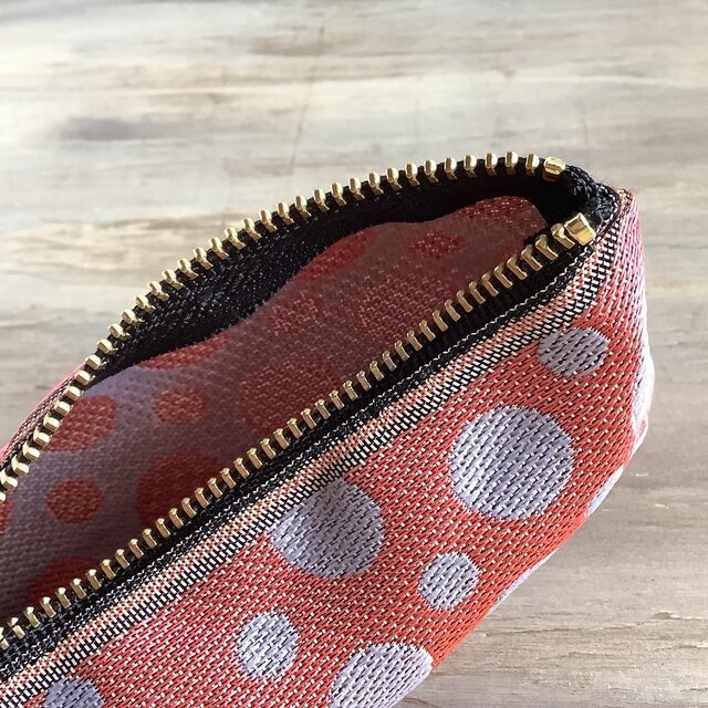 【水玉】畳縁 テトラ型 ペンケース ピンク グレー ドット