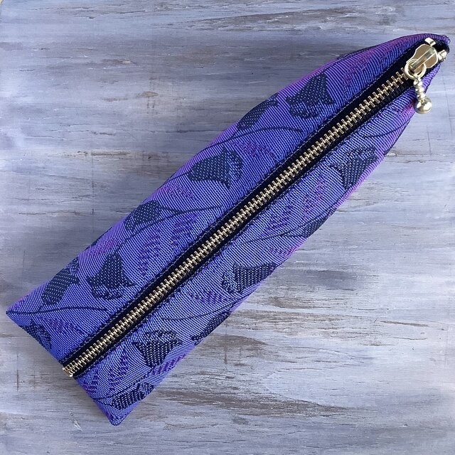 【りんどう】畳縁 テトラ型 ペンケース 紫 秋 ニュアンスカラー 竜胆