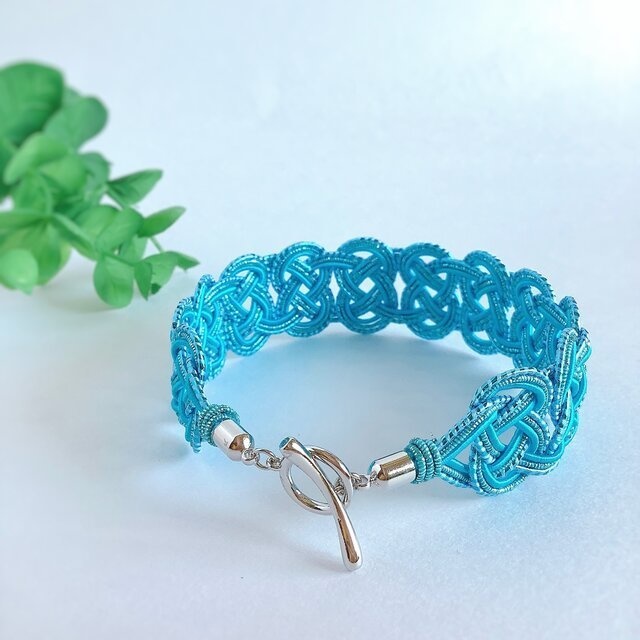 水引 ブレスレット【空の海】ブルー 空色 キラキラ