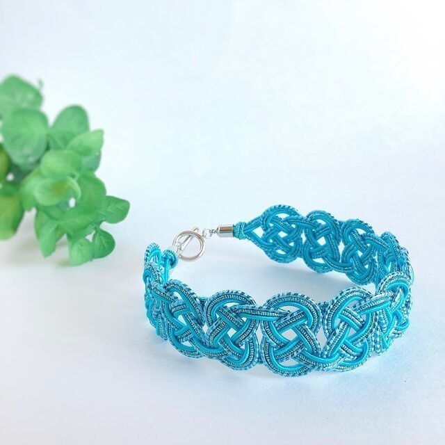 水引 ブレスレット【空の海】ブルー 空色 キラキラ