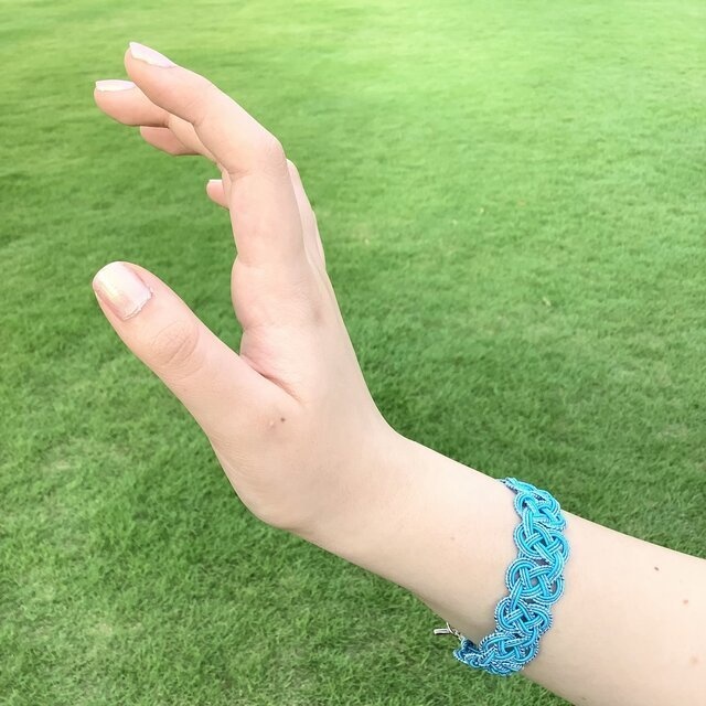 水引 ブレスレット【空の海】ブルー 空色 キラキラ