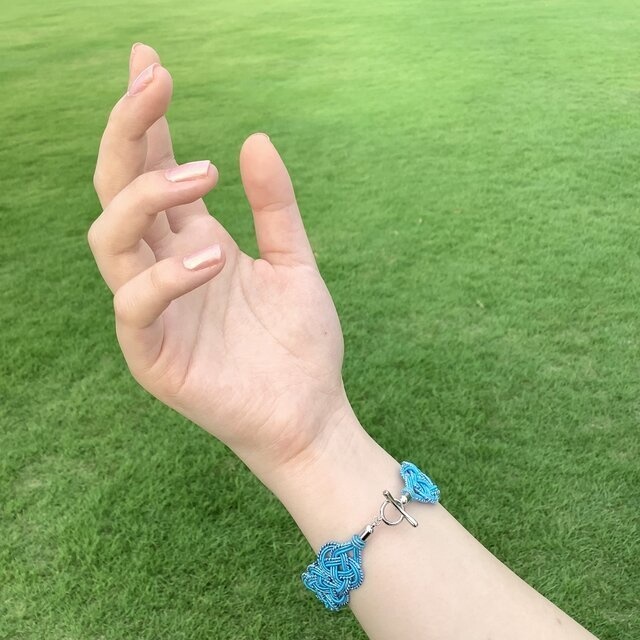 水引 ブレスレット【空の海】ブルー 空色 キラキラ