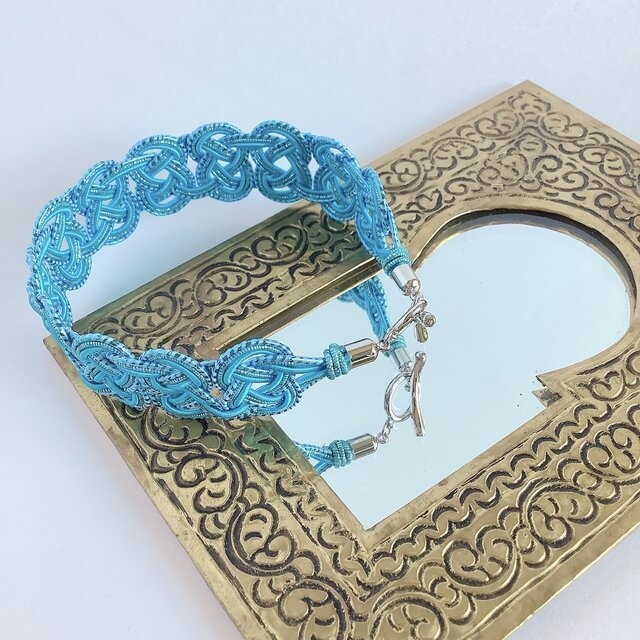 水引 ブレスレット【空の海】ブルー 空色 キラキラ