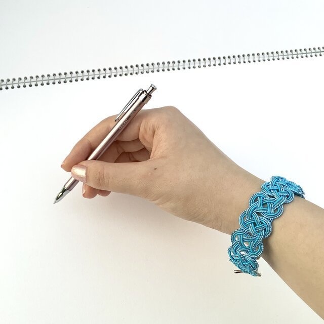 水引 ブレスレット【空の海】ブルー 空色 キラキラ