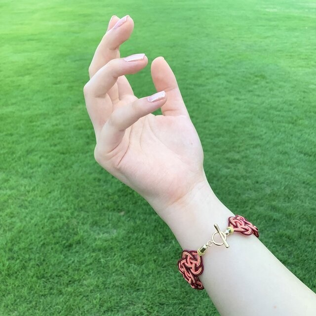 水引 ブレスレット【奥山の秋】オレンジ サーモンピンク 金 和風