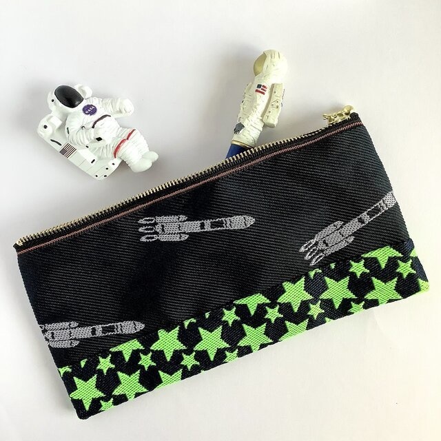 【宇宙】畳縁 マスクケース ポーチ ペンケース ロケット 宇宙飛行士 星