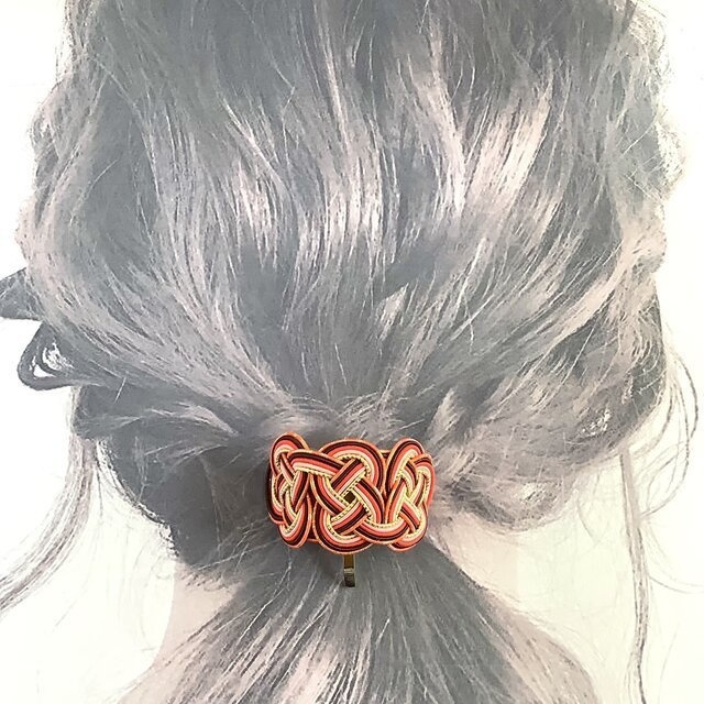 水引【あかねさす】ポニーフック 和風 カラフル 赤系