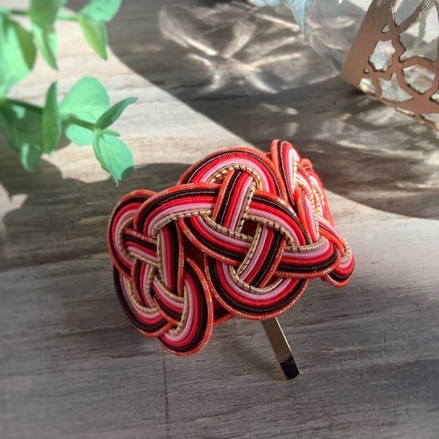 水引【あかねさす】ポニーフック 和風 カラフル 赤系