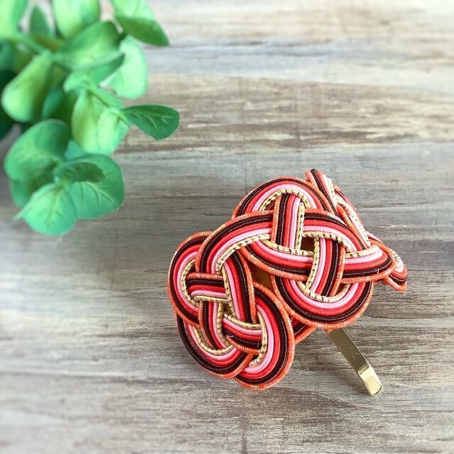 水引【あかねさす】ポニーフック 和風 カラフル 赤系