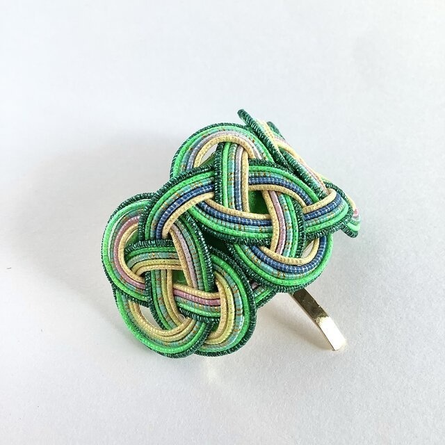 水引【プラタナス】ポニーフック 和風 カラフル グリーン 黄色