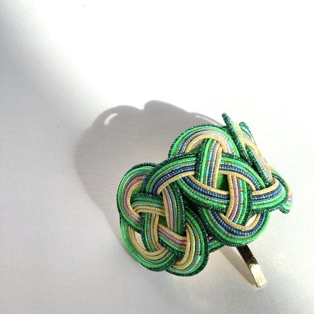 水引【プラタナス】ポニーフック 和風 カラフル グリーン 黄色