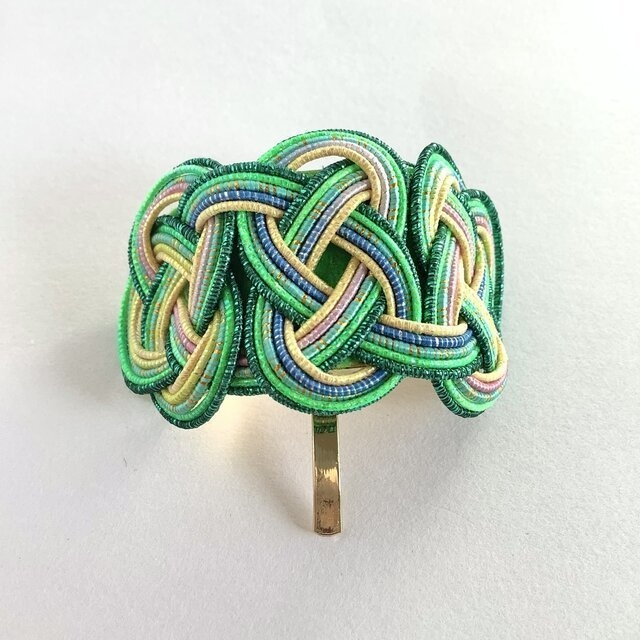 水引【プラタナス】ポニーフック 和風 カラフル グリーン 黄色