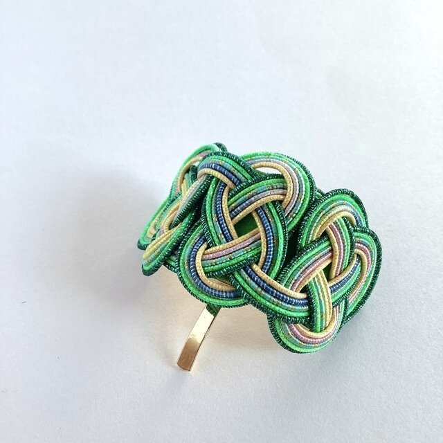 水引【プラタナス】ポニーフック 和風 カラフル グリーン 黄色