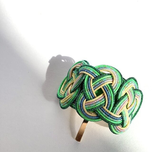 水引【プラタナス】ポニーフック 和風 カラフル グリーン 黄色