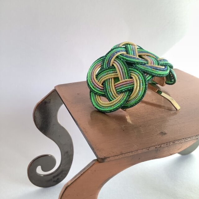 水引【プラタナス】ポニーフック 和風 カラフル グリーン 黄色