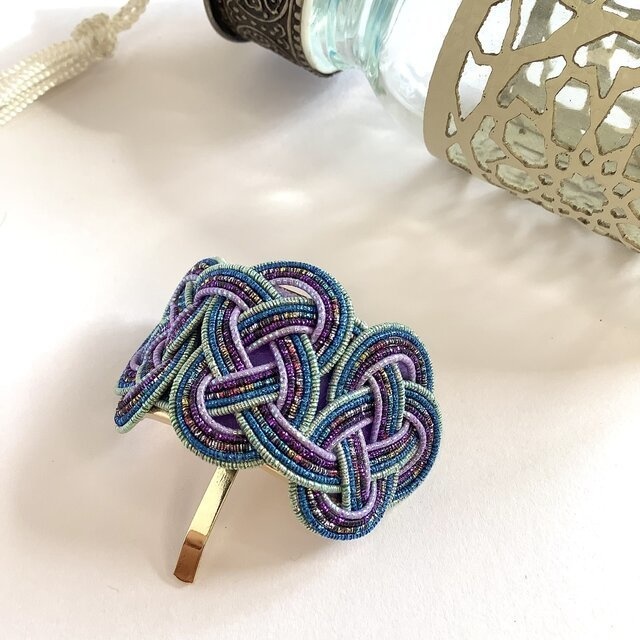 水引【銀河】ポニーフック 和風 カラフル メタリック 宇宙 ブルー 紫