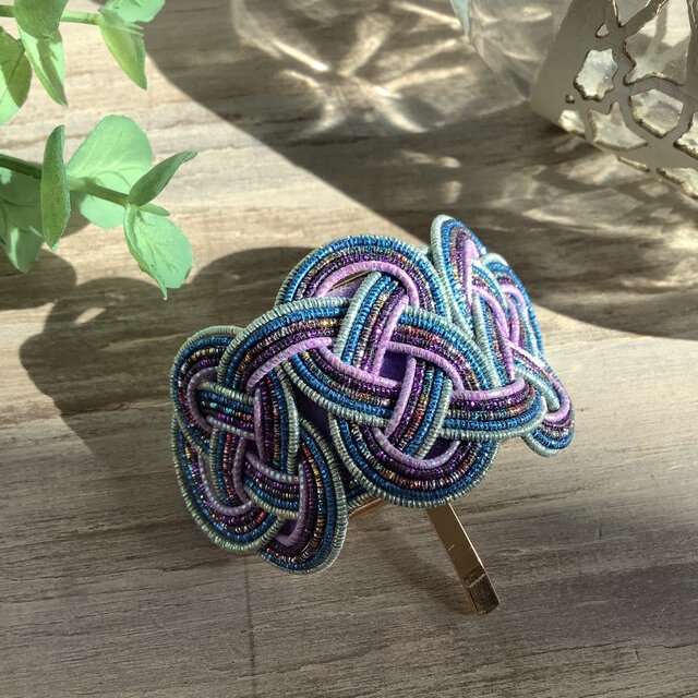 水引【銀河】ポニーフック 和風 カラフル メタリック 宇宙 ブルー 紫