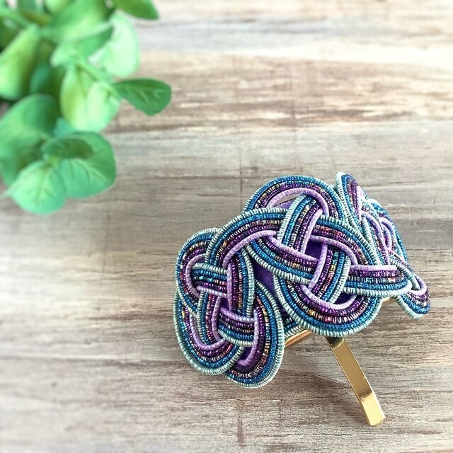 水引【銀河】ポニーフック 和風 カラフル メタリック 宇宙 ブルー 紫