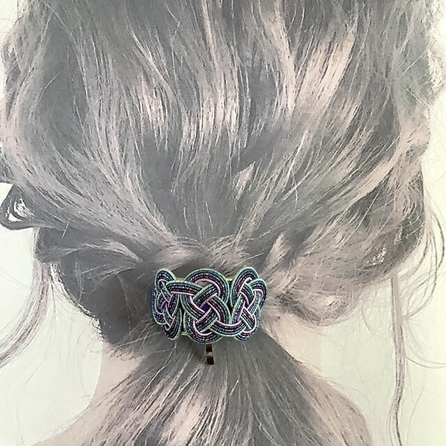 水引【銀河】ポニーフック 和風 カラフル メタリック 宇宙 ブルー 紫