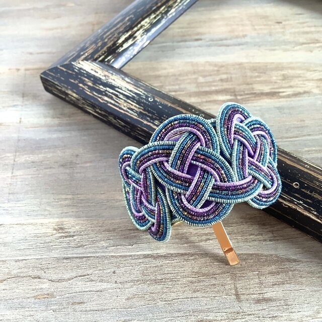 水引【銀河】ポニーフック 和風 カラフル メタリック 宇宙 ブルー 紫