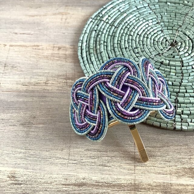 水引【銀河】ポニーフック 和風 カラフル メタリック 宇宙 ブルー 紫